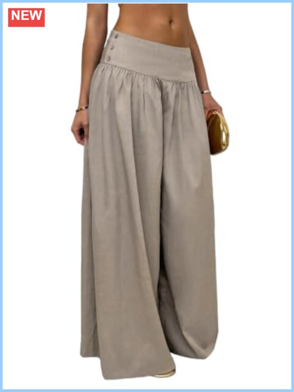 Wide Leg Palazzo Pants Low Rise Flowy Casual Trousers